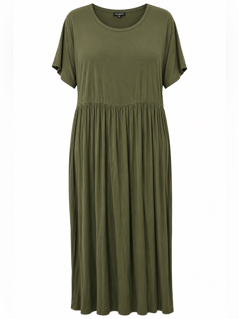 Amazon Essentials XXL Olive Green Short-Sleeve Maxi Dress